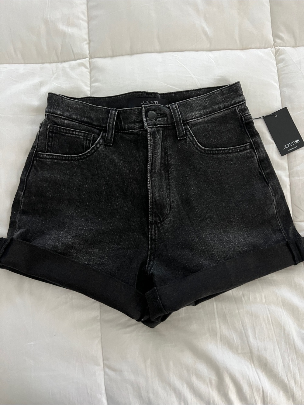 Joe's Jeans NWT Black High-Waist Rolled-Hem Denim Shorts